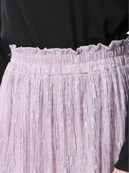 チャームベリーチック/CHRM BERRY TIC 花柄レースチュール プリーツスカート