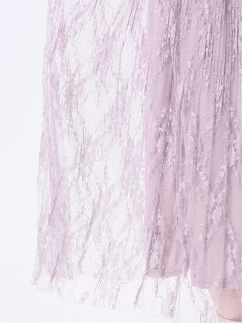 チャームベリーチック/CHRM BERRY TIC 花柄レースチュール プリーツスカート