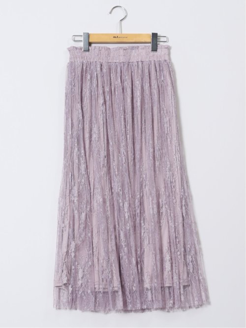 チャームベリーチック/CHRM BERRY TIC 花柄レースチュール プリーツスカート