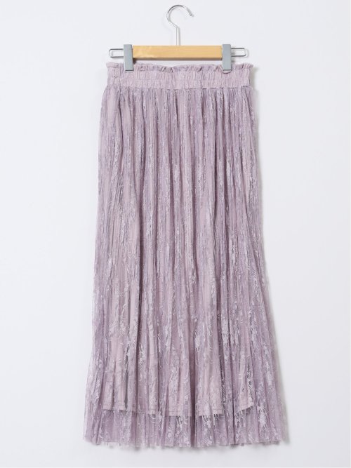 チャームベリーチック/CHRM BERRY TIC 花柄レースチュール プリーツスカート