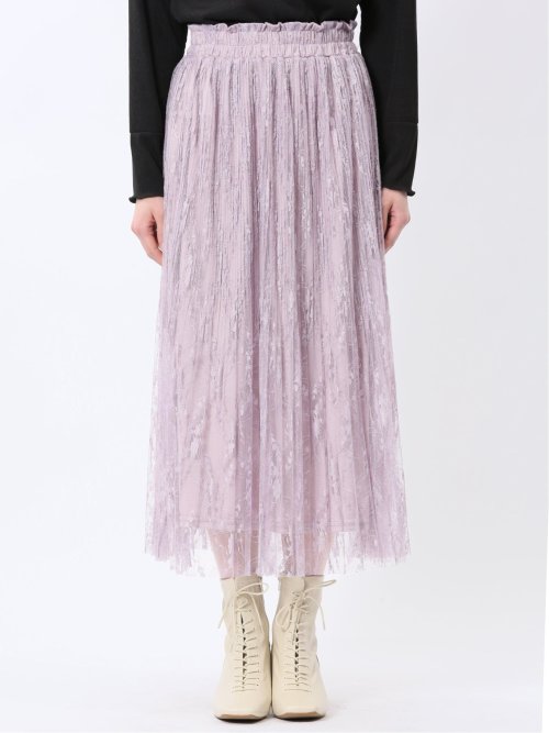 チャームベリーチック/CHRM BERRY TIC 花柄レースチュール プリーツスカート