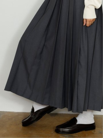 ドロー/DRAW 高密度ツイル プリーツ ロングスカート
