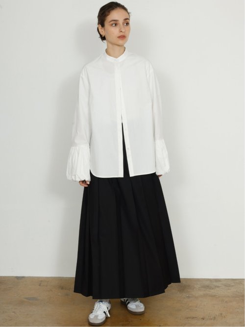 ドロー/DRAW 高密度ツイル プリーツ ロングスカート