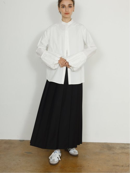 ドロー/DRAW 高密度ツイル プリーツ ロングスカート