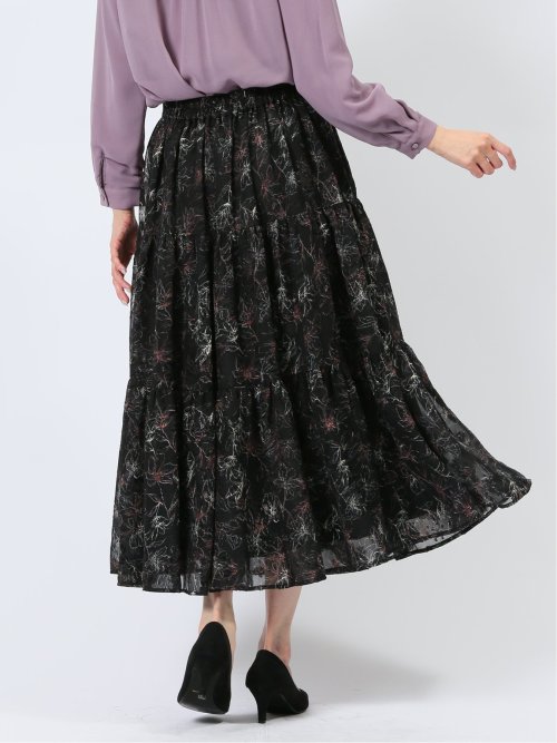 ロング ティアードスカート シアー