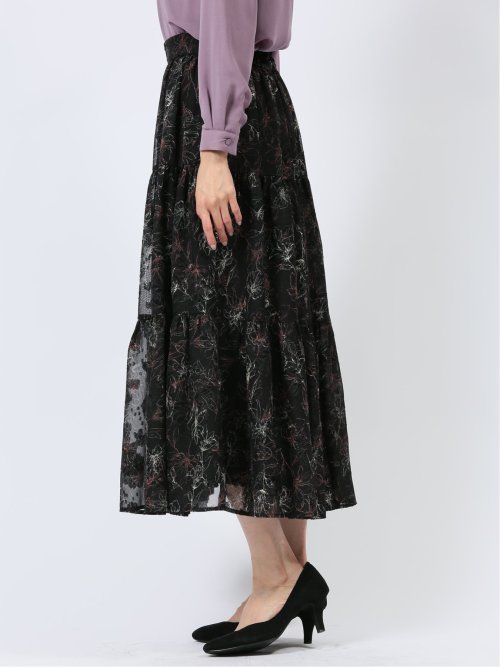 ロング ティアードスカート シアー