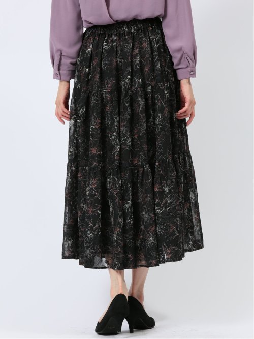 ロング ティアードスカート シアー