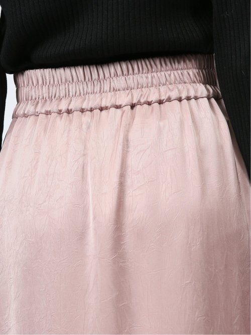 裾プリーツ ロングスカート サテン
