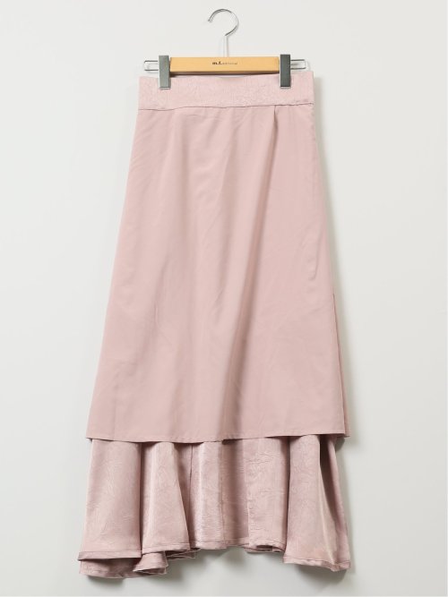 裾プリーツ ロングスカート サテン