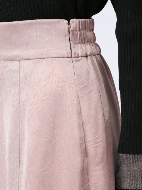 裾プリーツ ロングスカート サテン
