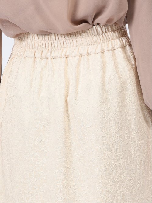 裾プリーツ ロングスカート ジャガード