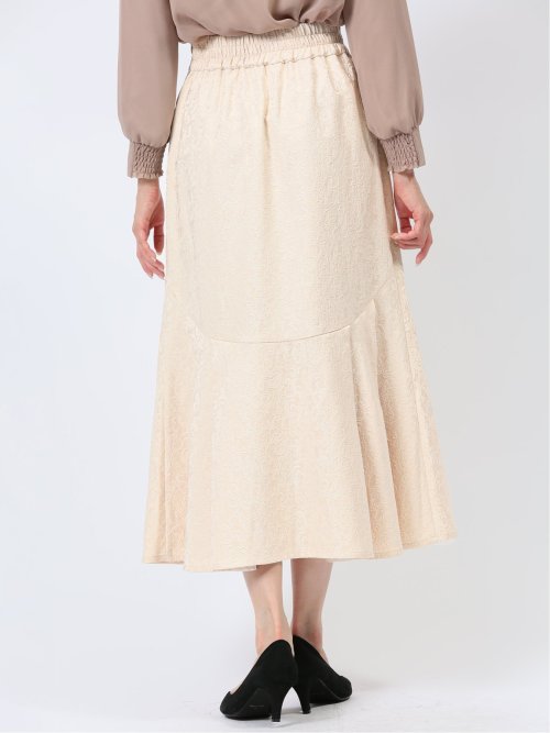 裾プリーツ ロングスカート ジャガード