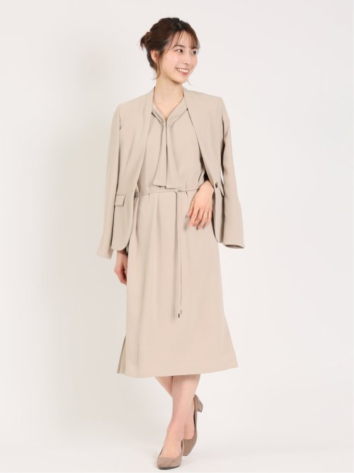 ダブルクロス サックワンピース ベージュ(セットアップ可能)