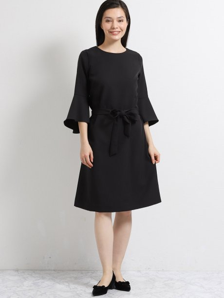 ダブルクロス袖フリル長袖サックワンピース M 05黒 ワンピース ドレス Taka Q Online Shop タカキューオンラインショップ 公式通販