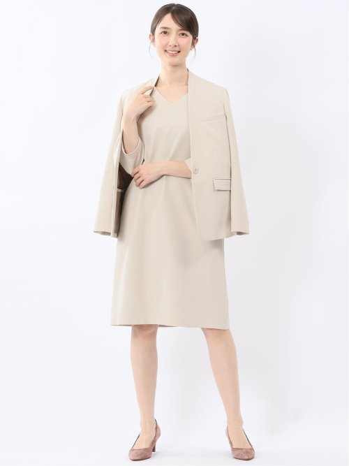 ダブルクロス サックワンピース ベージュ(セットアップ可能)