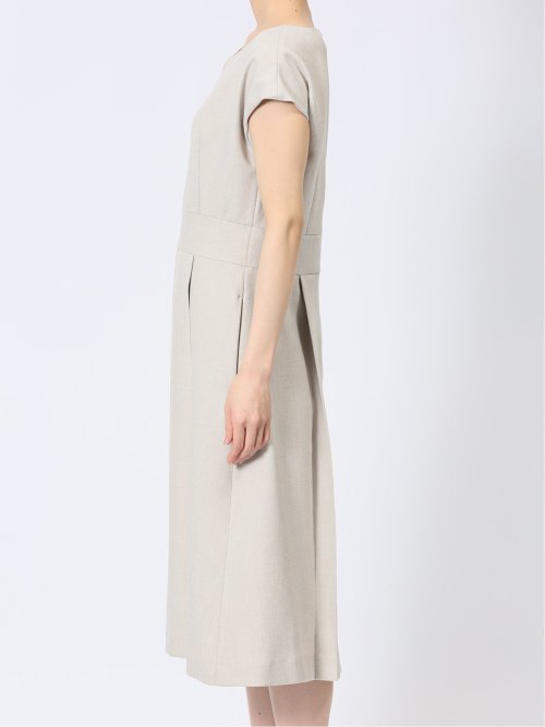 ストレッチウォッシャブル シャーク タックワンピース ベージュ(セットアップ可能)