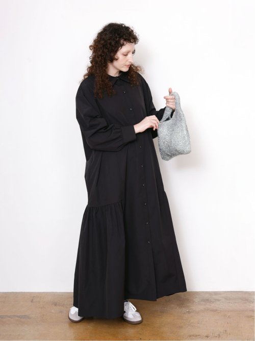 ドロー/DRAW サイドギャザー リラックス ロングワンピース