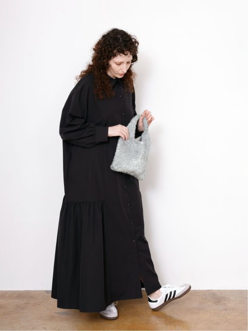 ドロー/DRAW サイドギャザー リラックス ロングワンピース