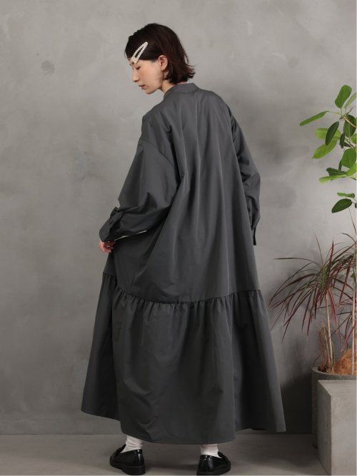 ドロー/DRAW スタンドカラー リラックス ロングワンピース