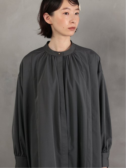 ドロー/DRAW スタンドカラー リラックス ロングワンピース