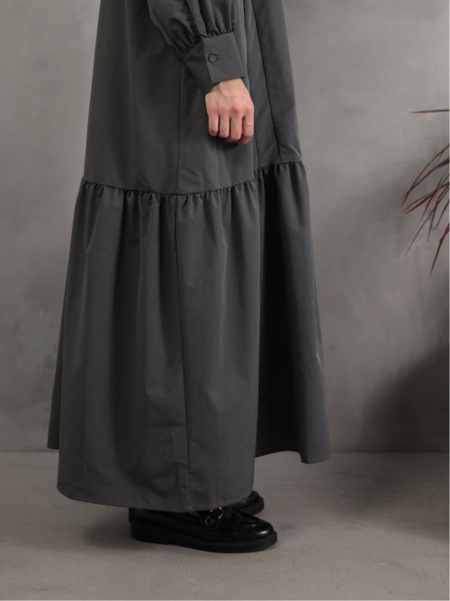 ドロー/DRAW スタンドカラー リラックス ロングワンピース