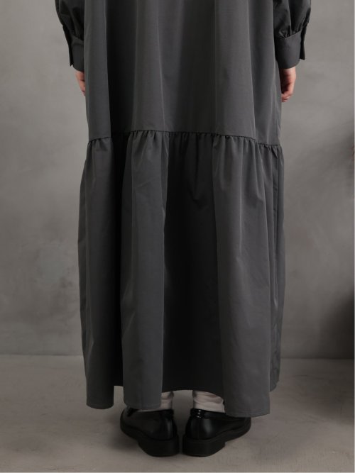 ドロー/DRAW スタンドカラー リラックス ロングワンピース