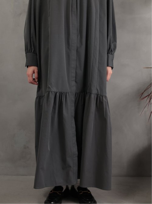 ドロー/DRAW スタンドカラー リラックス ロングワンピース