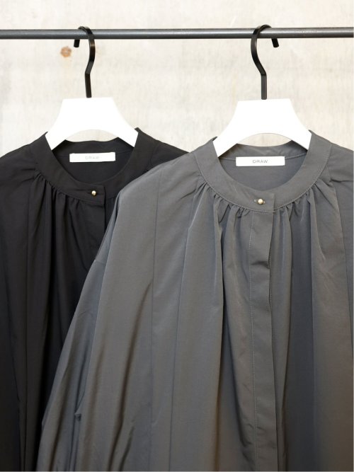 ドロー/DRAW スタンドカラー リラックス ロングワンピース