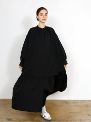 ドロー/DRAW スタンドカラー リラックス ロングワンピース