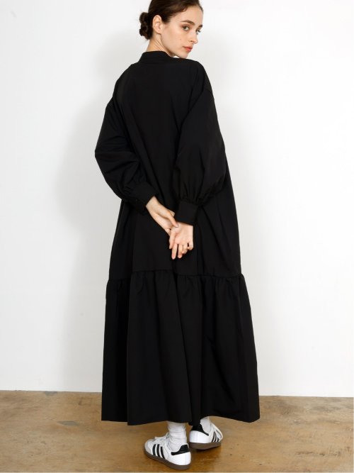 ドロー/DRAW スタンドカラー リラックス ロングワンピース