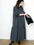 stand collar long shirts onepiece