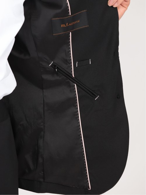 リクルート黒無地 ウール混 2ボタンジャケット(セットアップ可能)