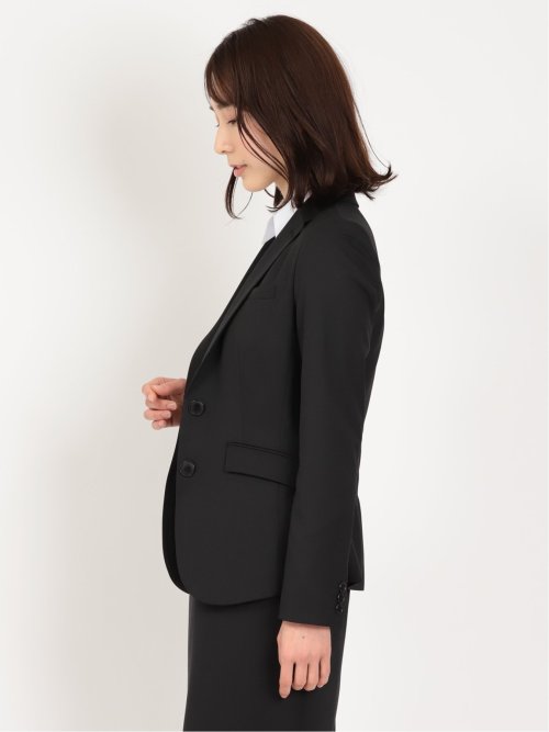 リクルート黒無地 ウール混 2ボタンジャケット(セットアップ可能)