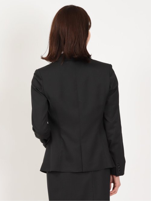 リクルート黒無地 ウール混 2ボタンジャケット(セットアップ可能)