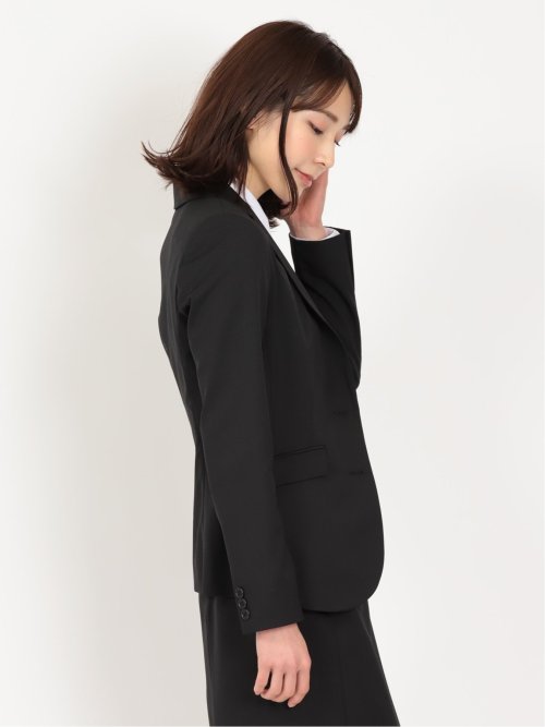 リクルート黒無地 ウール混 2ボタンジャケット(セットアップ可能)