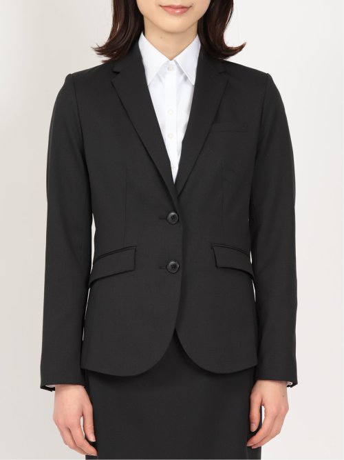 リクルート黒無地 ウール混 2ボタンジャケット(セットアップ可能)