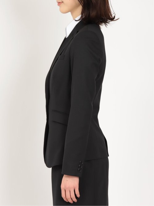 リクルート黒無地 ウール混 2ボタンジャケット(セットアップ可能)