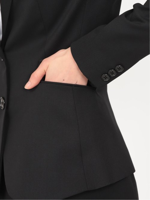 リクルート黒無地 ウール混 2ボタンジャケット(セットアップ可能)