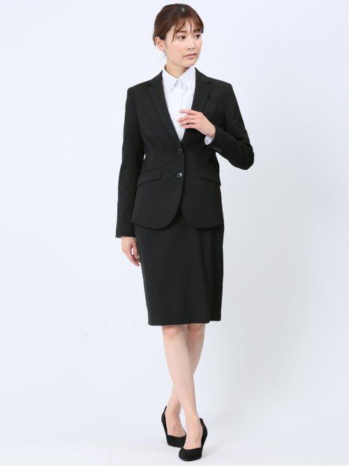 リクルート黒無地 ストレッチ 2ボタンジャケット(セットアップ可能)
