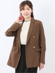 麻調合繊 ダブルジャケット 茶