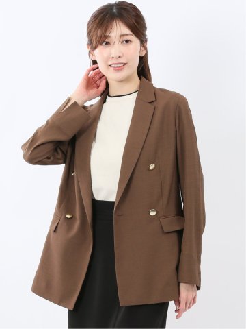 麻調合繊 ダブルジャケット 茶