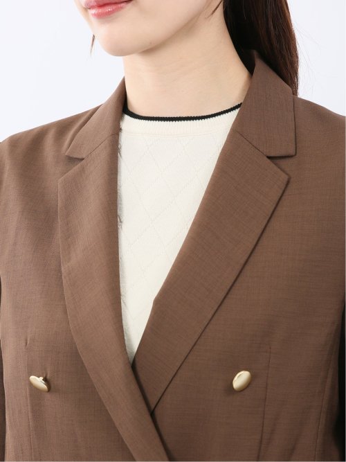 麻調合繊 ダブルジャケット 茶