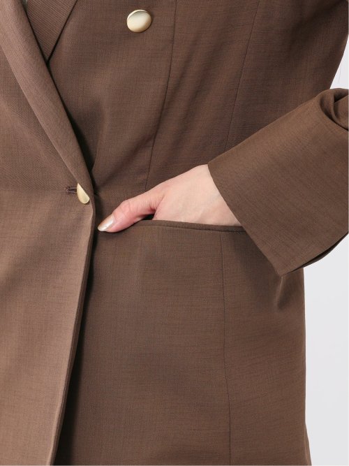 麻調合繊 ダブルジャケット 茶