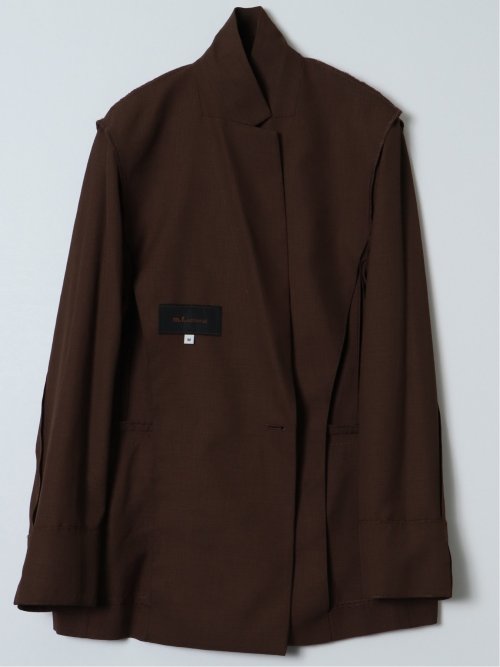 麻調合繊 ダブルジャケット 茶