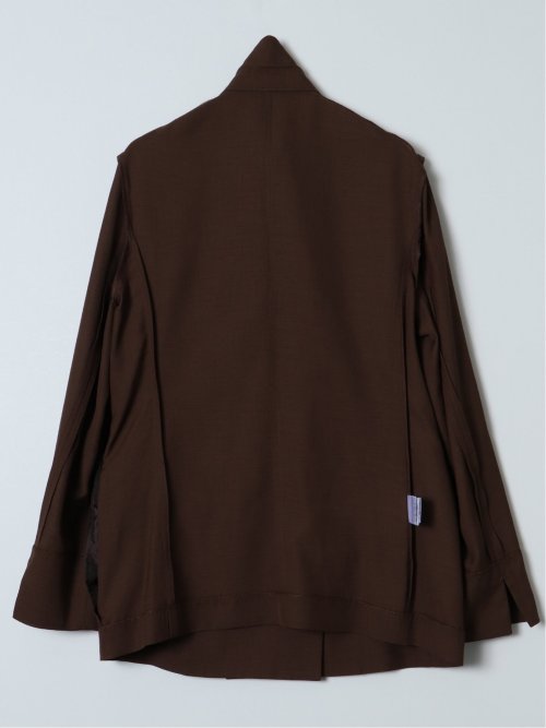 麻調合繊 ダブルジャケット 茶