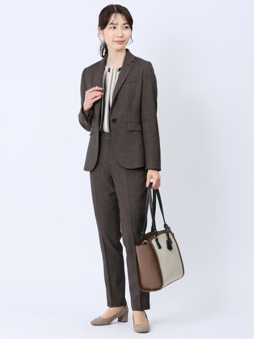 ストレッチシャーク 1ボタンジャケット 茶(セットアップ可能)