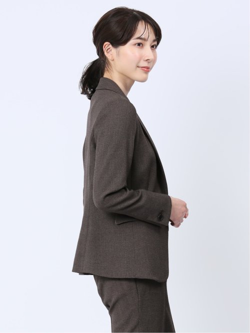 ストレッチシャーク 1ボタンジャケット 茶(セットアップ可能)