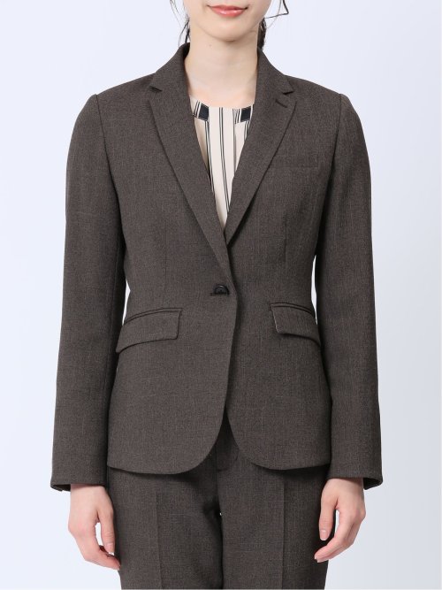 ストレッチシャーク 1ボタンジャケット 茶(セットアップ可能)