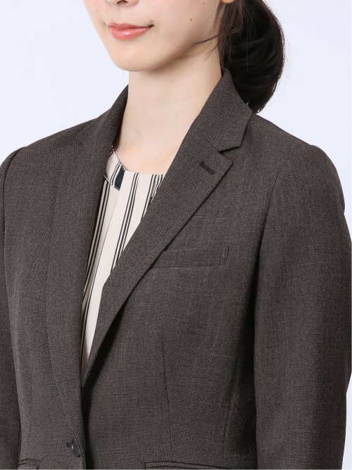 ストレッチシャーク 1ボタンジャケット 茶(セットアップ可能)