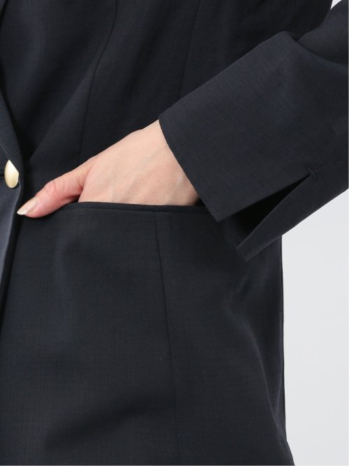 麻調合繊 ダブルジャケット 紺